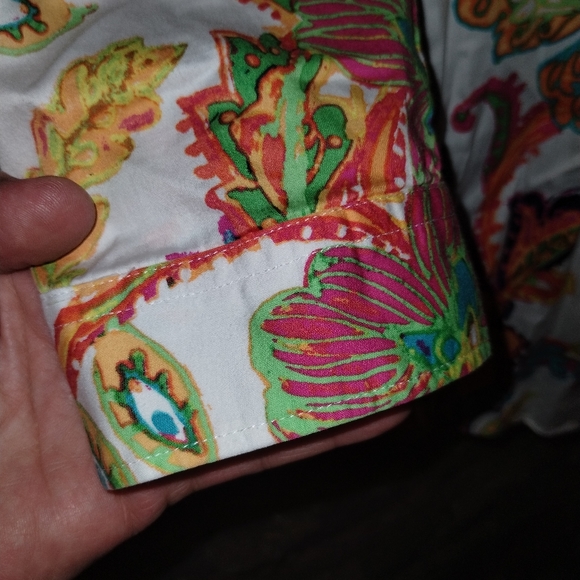 Ralph Lauren PM cotton floral blouse Button Front 3/4 Sleeves - Picture 3 of 7